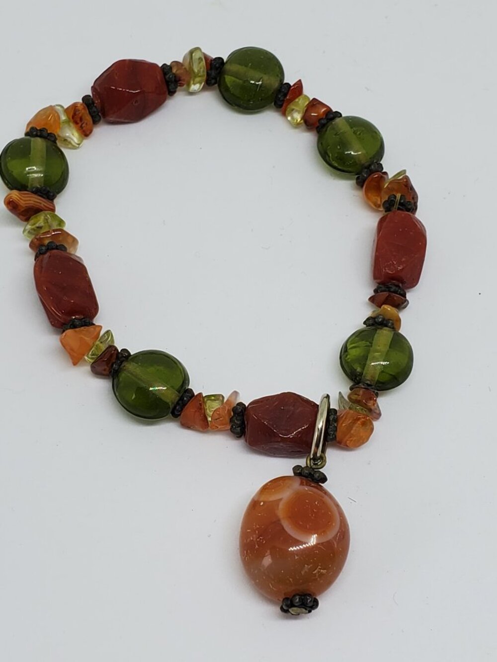 Semi-Precious Stones: Agate Peridot Carnelian Red Jasper & More Stretch Bracelet